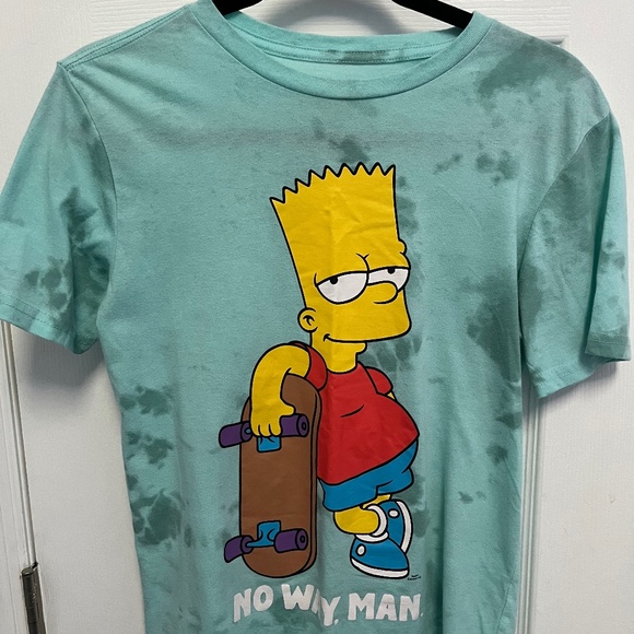Bart Simpson Tshirt tie dye XL 14 16 No way man short sleeve character - Picture 1 of 6